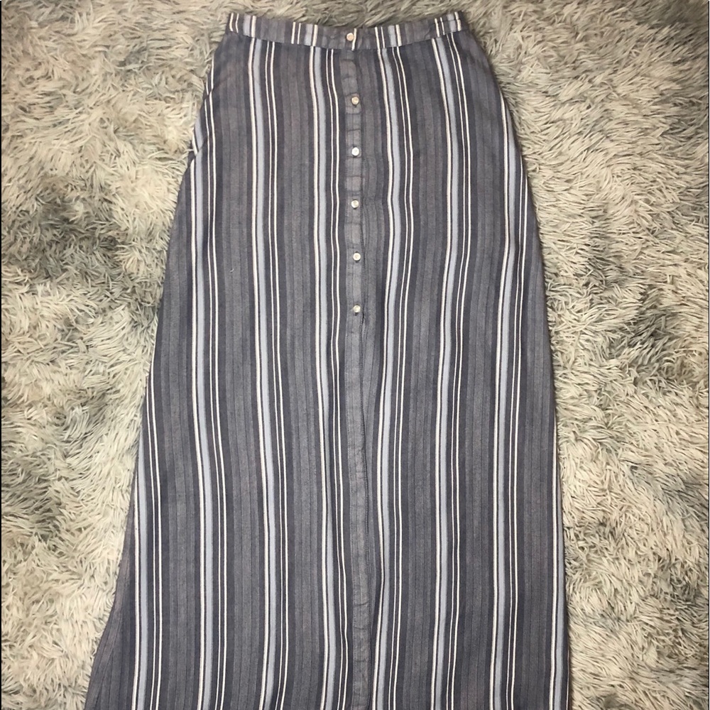 🔘Beach Linen Striped Button Down Skirt